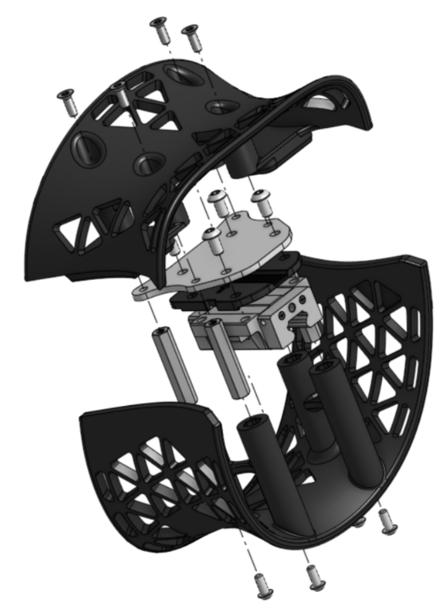 Exploded view of the modular dog neck